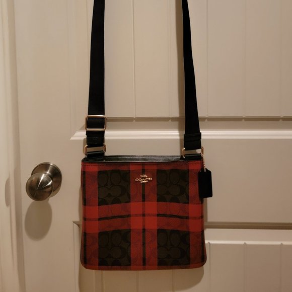 Coach Red Plaid Crossbody - Picture 1 of 6